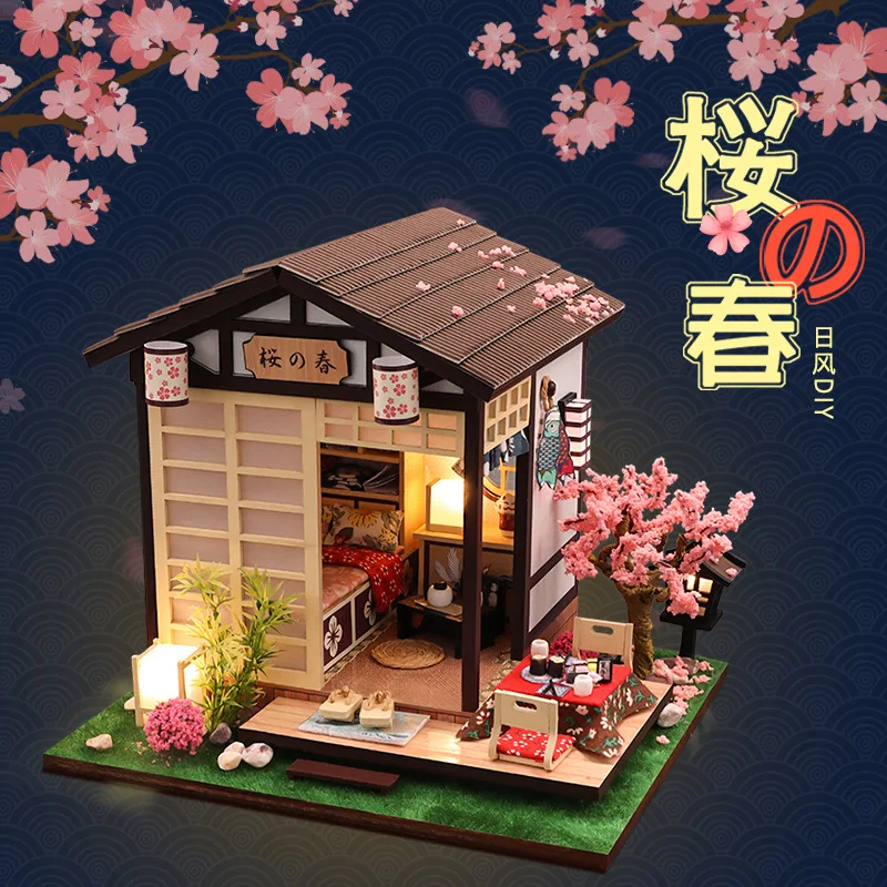 

Assemble Diy Doll House Toy Wooden Miniatura Doll Houses Miniature Dollhouse Toys With Furniture Led Lights Kids Birthday Gifts