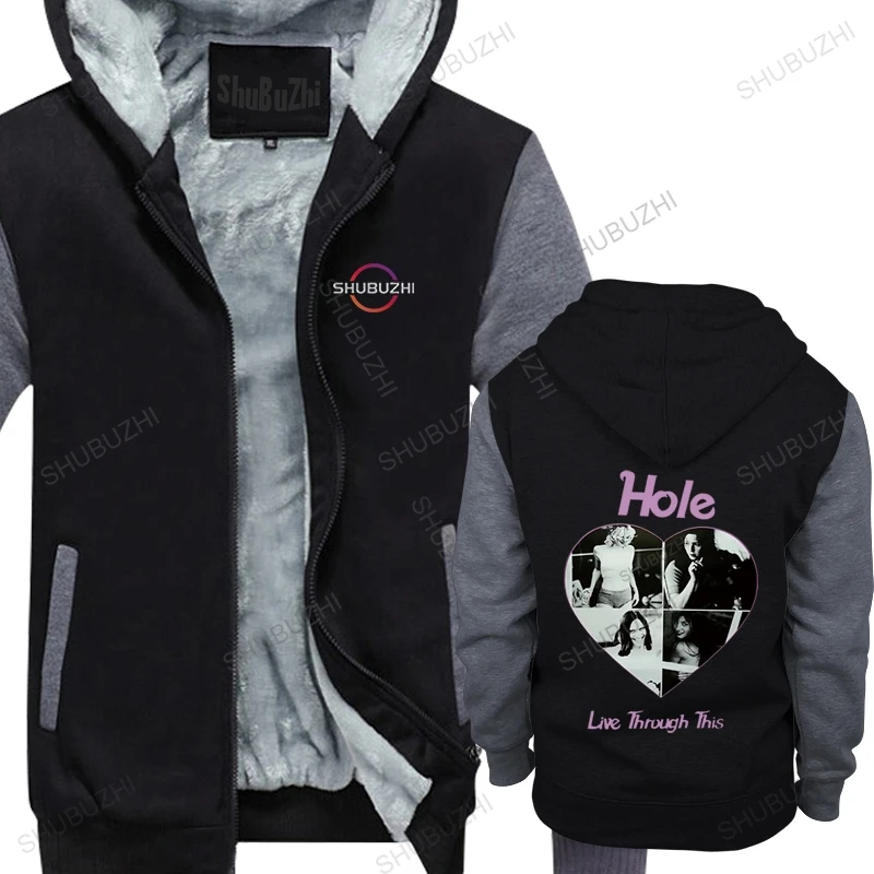 

men winter warm coat male hoodie zipper Hole Band Live Through This Rock Band Men'S Black thick hoody Size S To 3Xl Funny Design