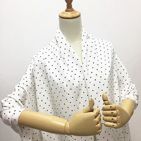 Белый фон длина волны Точка шелк креп де шин 100% шелковая ткань Классическая