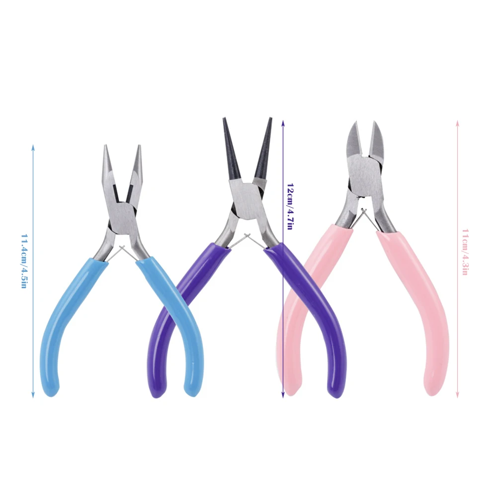 

Mini Jewelry Pliers Sets DIY Jewelry Tools & Equipments For Jewelry Making Carbon Steel Include Round Nose Pliers,Needle Nose