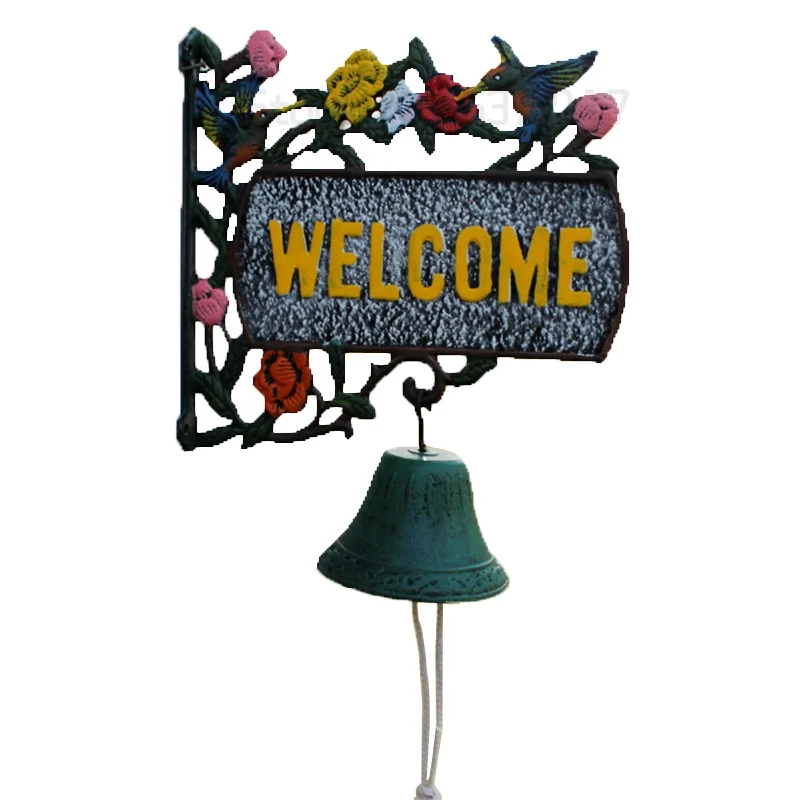 

Чугунный Обеденный Колокольчик с колибри, декоративный дверной колокольчик, птицы, цветы, ферма, ранчо, патио, садовые ворота, двор, дверной ...