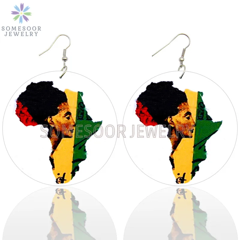 SOMESOOR афроцентрические Этнические женские деревянные висячие серьги с принтом