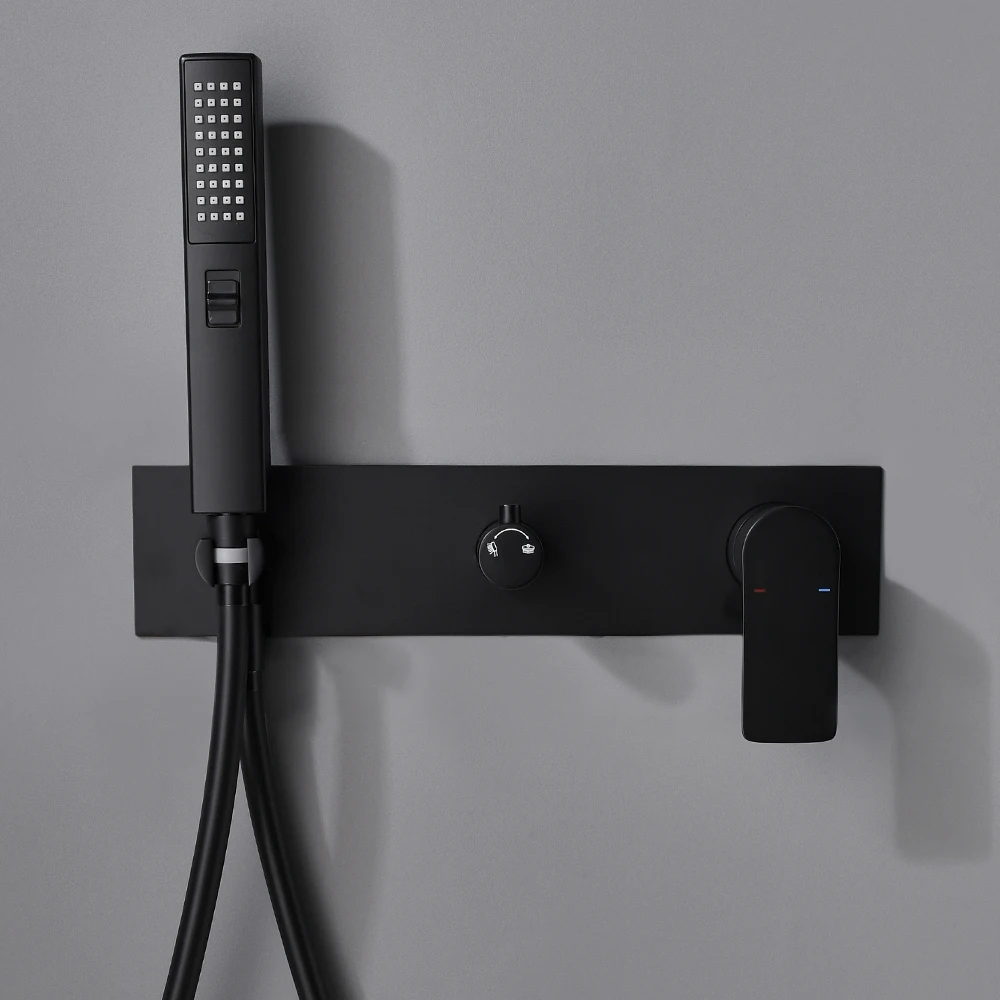 Smesiteli латунный матовый черный настенный 2 функциональный двойной переключатель