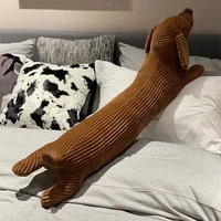 cute british short legged dachshund dog neck waist lumbar pillow back cushion sofa brown dog animal plush doll