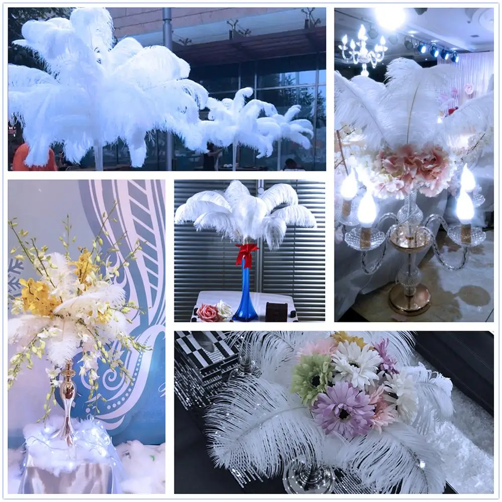 

Wholesale 50pcs/lot White Ostrich Feathers Plumes 15-60cm Long Plume Craft Wedding Party Carnival Dancer Decoration Plumages