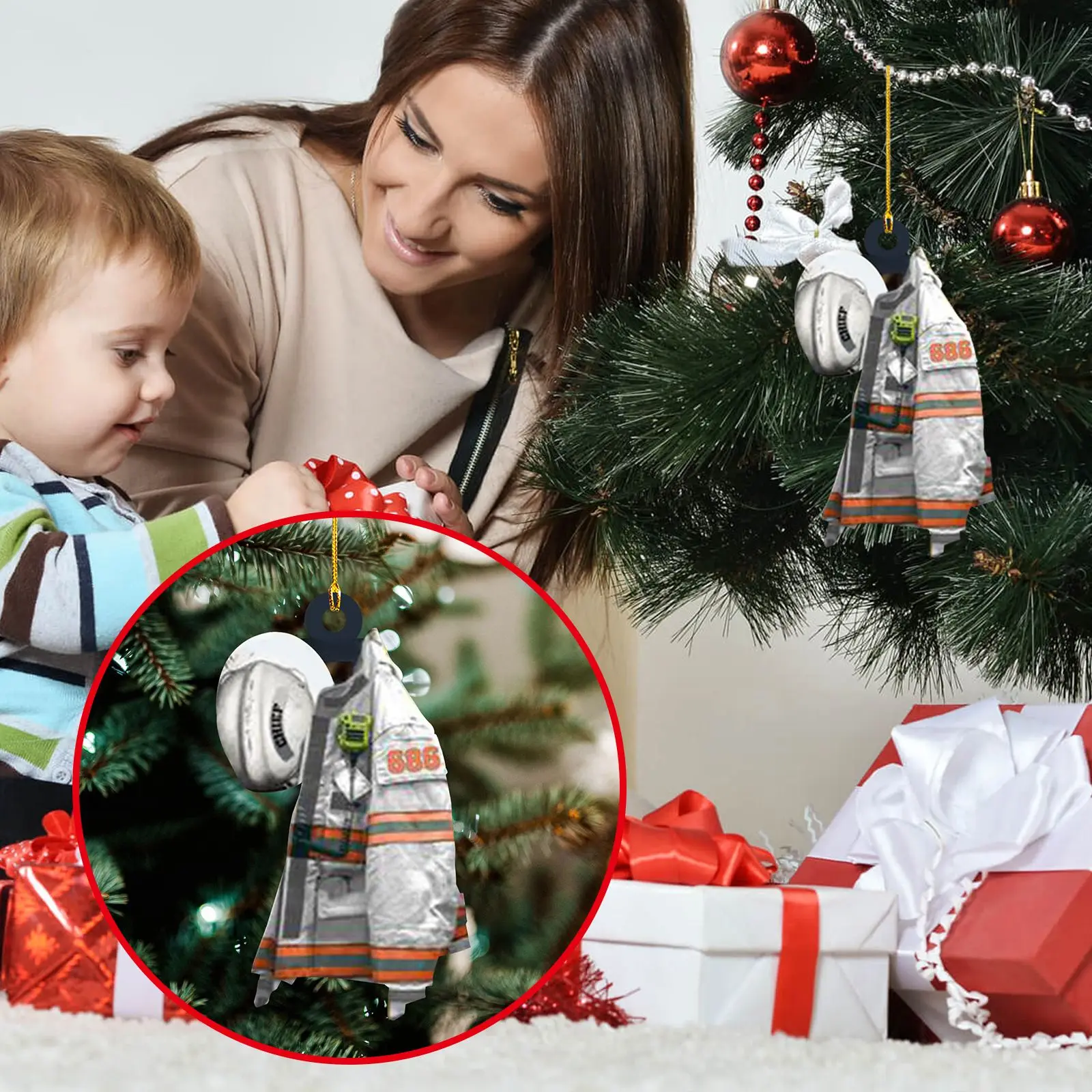 Орнамент Пожарника подвесное украшение на рождественскую елку униформа