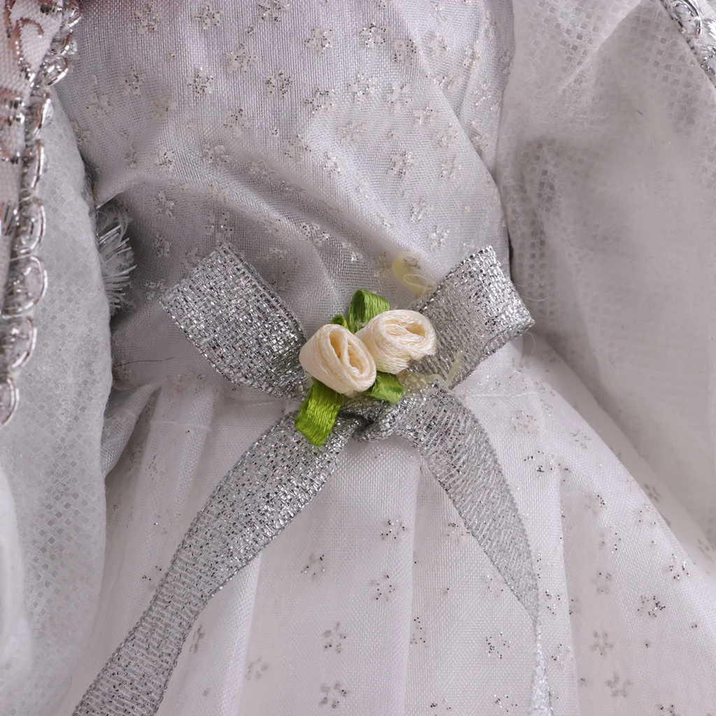 

12inch Vintage Porcelain Doll in Dress, Creative Valentin Gift for Girlfriend, Dollhouse People Display Decor Collection - White