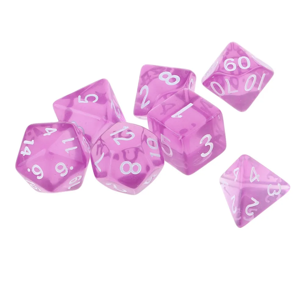 MagiDeal, 7 штук, многогранные кости для подземелий и драконов, D20, D12, D10, D8, D6, D4, настольные игры+ вечерние кубики