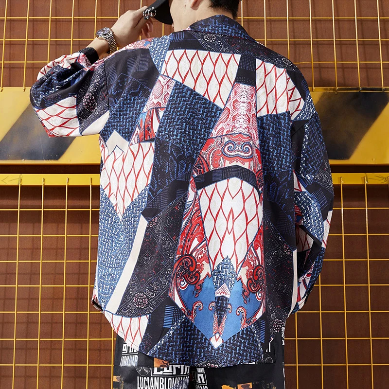 LACIBLE в японском стиле укиё геометрическим узором стильный кардиган с длинным