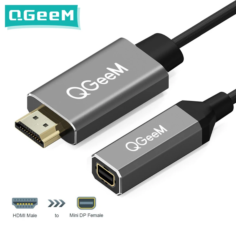 Кабель адаптера преобразователя QGeeM HDMI в Mini DisplayPort 4K x 2K DP Для оборудованных систем