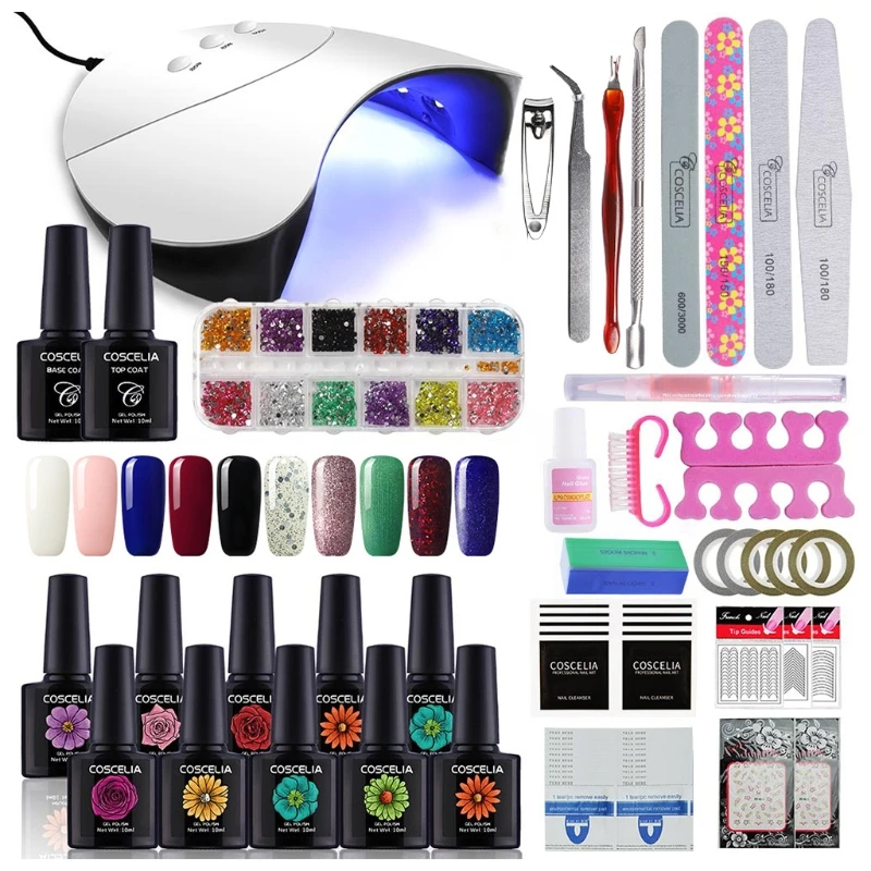 

Gel Nail Polish Kit with UV Light 60S 90S 120S Timer Setting Nail Lamp Long Lasting Nails Manicure Tools for Salon Home GXMC