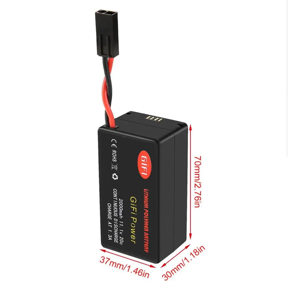 

11.1V 2000mAh 20C Recyclable High Power LiPo Battery Designed for Parrot AR.Drone 2.0 Quadcopter Long Flight Time