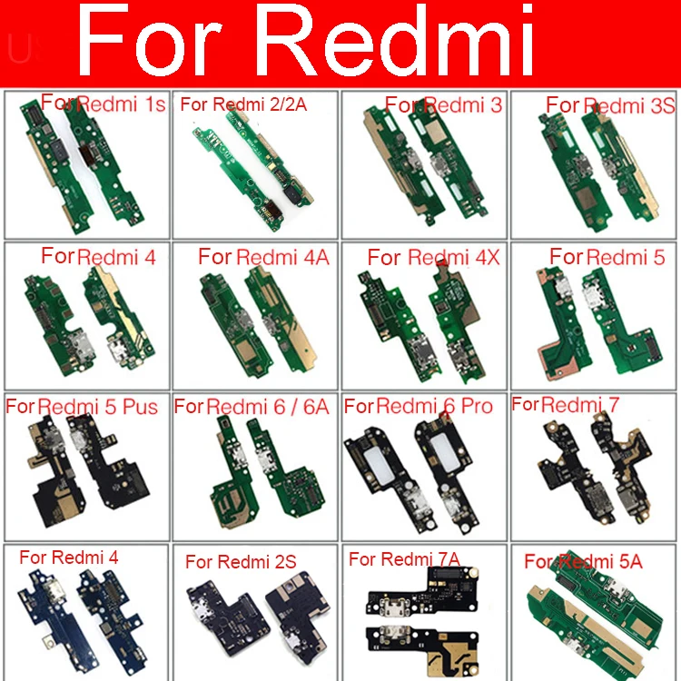 Плата подключения USB для зарядки Xiaomi Redmi 1s 2 2s 2A 3 3S 3X 4 4A 4X 5 5A 6 6A 7 7A 3G/4G Pro Plus док