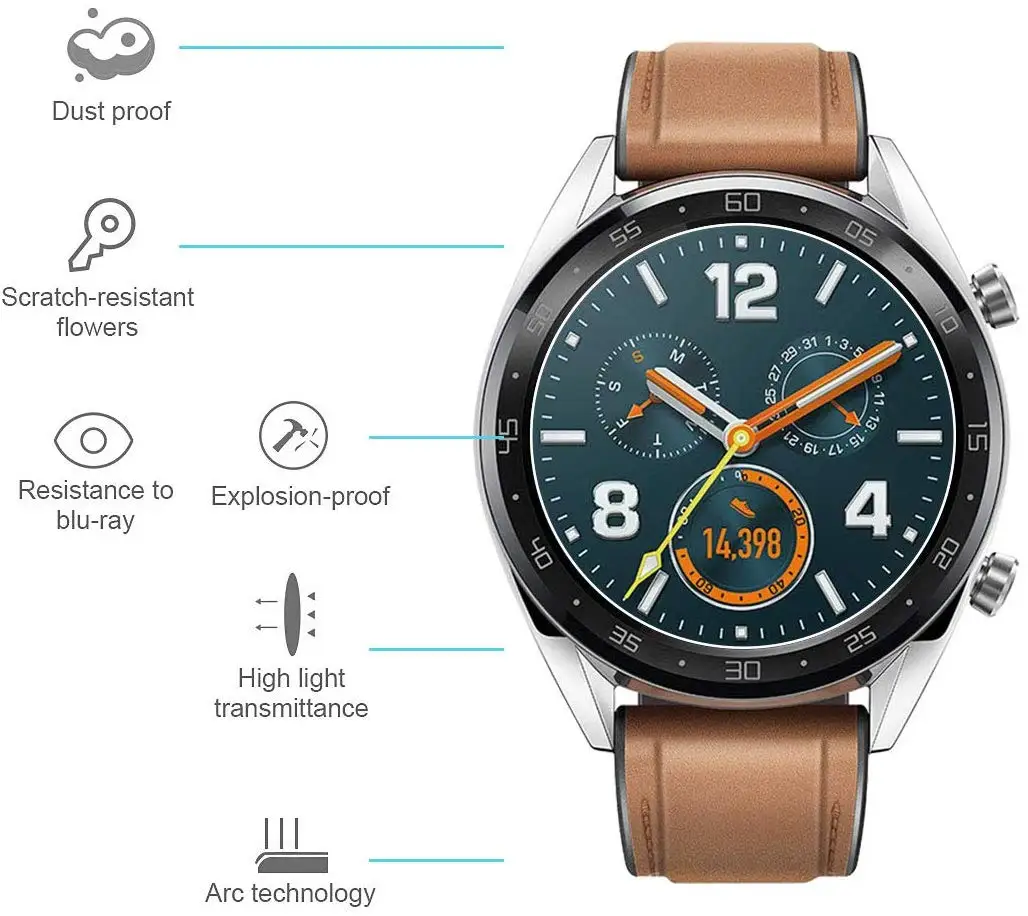 Закаленное стекло 9H для huawei watch GT/Watch 2 pro для Honor watch Magic/dream HD с защитой от царапин и отпечатков пальцев