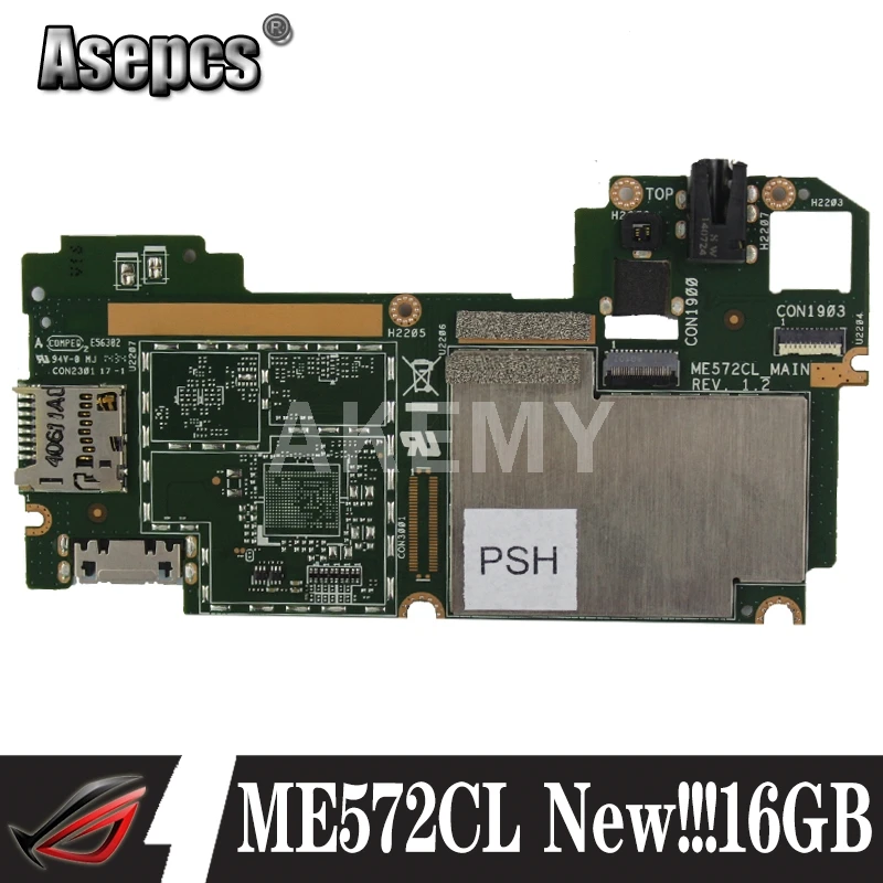 

Новинка! Akemy Mainboard для For Asus Memo Pad 7 M E572CL 16GB 2G LTE материнская плата логическая плата планшет материнская плата 90NK00R0-R00010