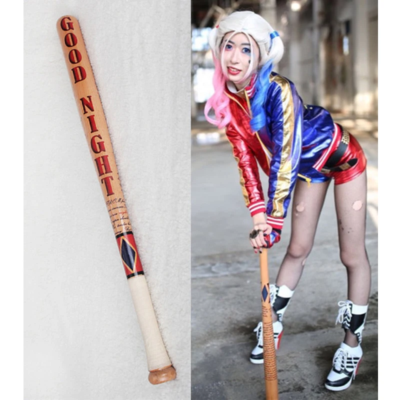 Beauty girl Solid Wood Baseball Wooden Bat Wig Glove Accessory Comic Cosplay Prop Holiday Halloween suit Props wigs | Тематическая