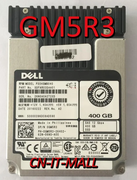 

2,5 0GM5R3 GM5R3 400G 400GB SAS 12GB PX04SMB040 сервер SSD