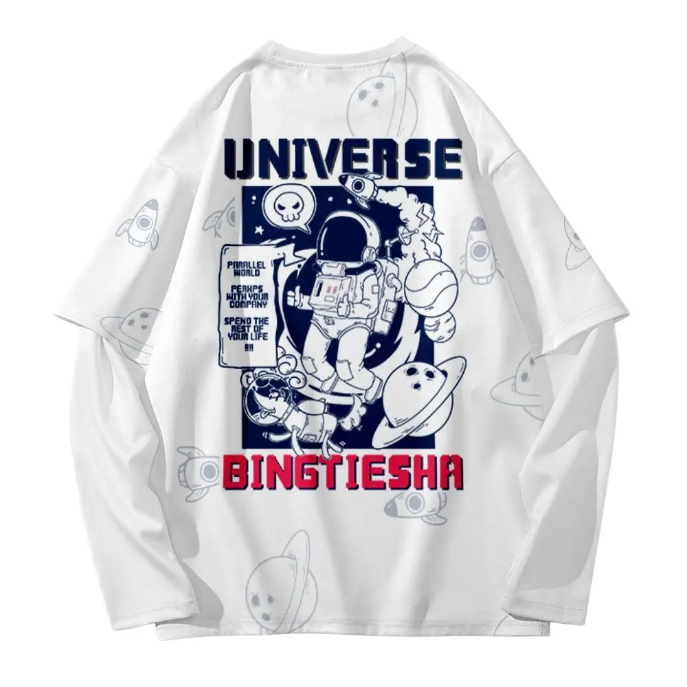 Футболка с длинным рукавом и принтом Космонавт | Мужская одежда