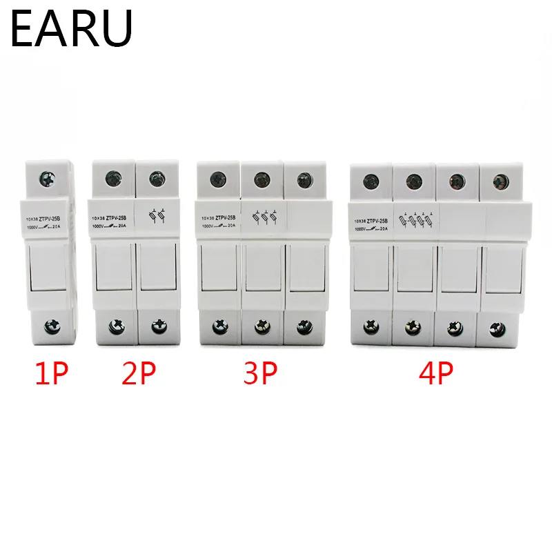 1 Set 1P 2P 3P 4P Parallel Fuse Holder 10*38mm High Voltage Solar PV1000V DC Fusible PV Fuses 3A To 30A Protection System | Обустройство