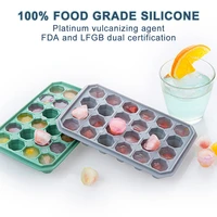 24 grid silicone ice cube tray ice cube maker mold whiskey cocktai ice mold with lid freezer icec ream cold drink kitchen tools