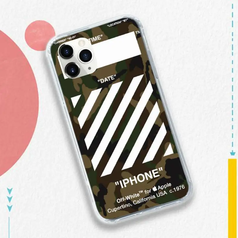 

Black White luxury brands OFF fashion Phone Case for iPhone 11 12 pro XS MAX 8 7 6 6S Plus X 5S SE 2020 XR