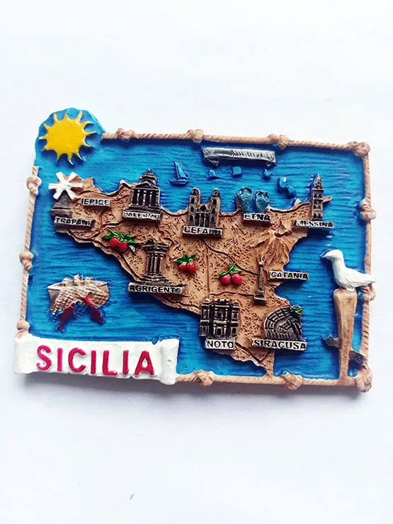 3d смолы холодильник стикер Sicilia Италия карта сувенир магнит декор для