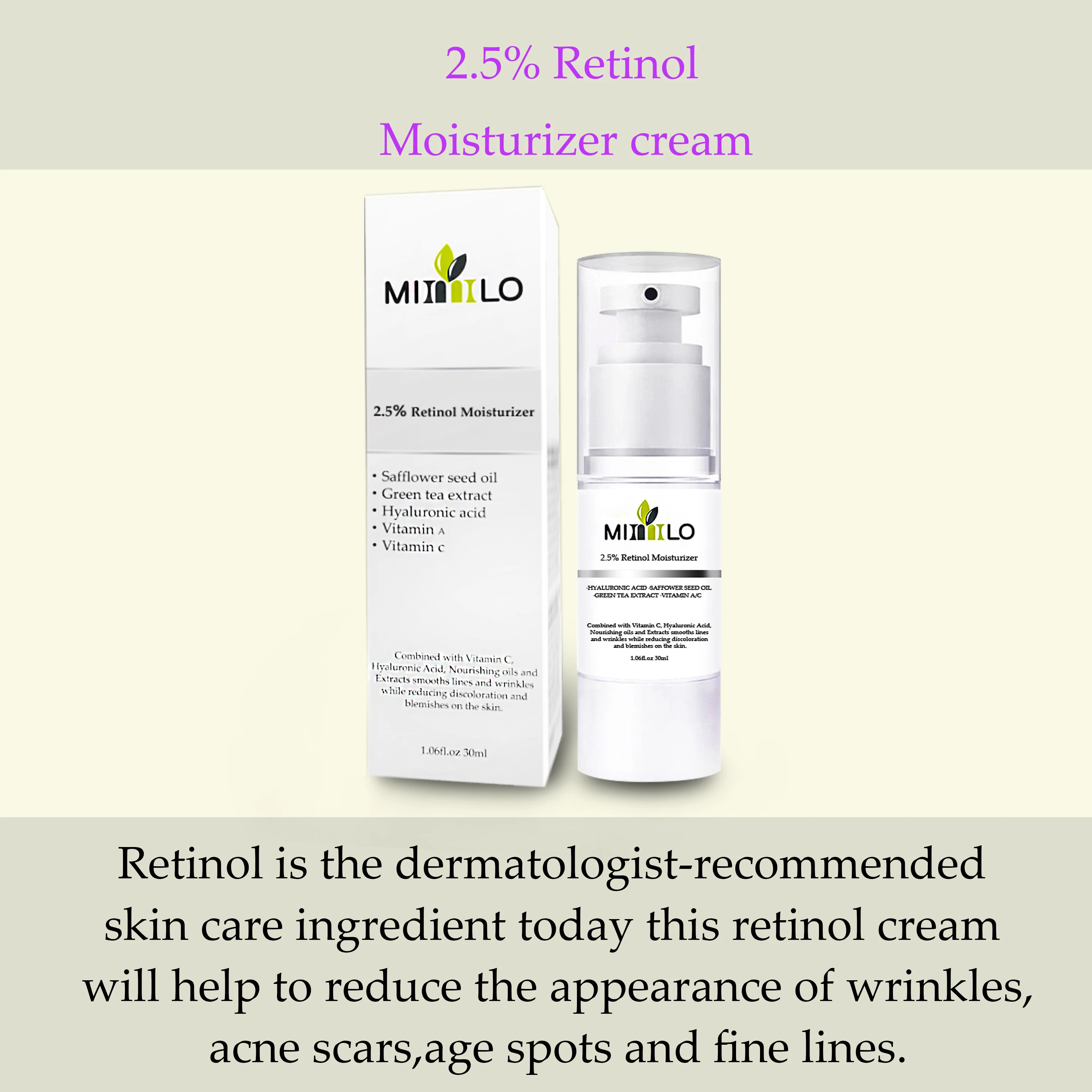 2.5% органический ретинол увлажнитель для лица крем с гиалуроновой кислотой