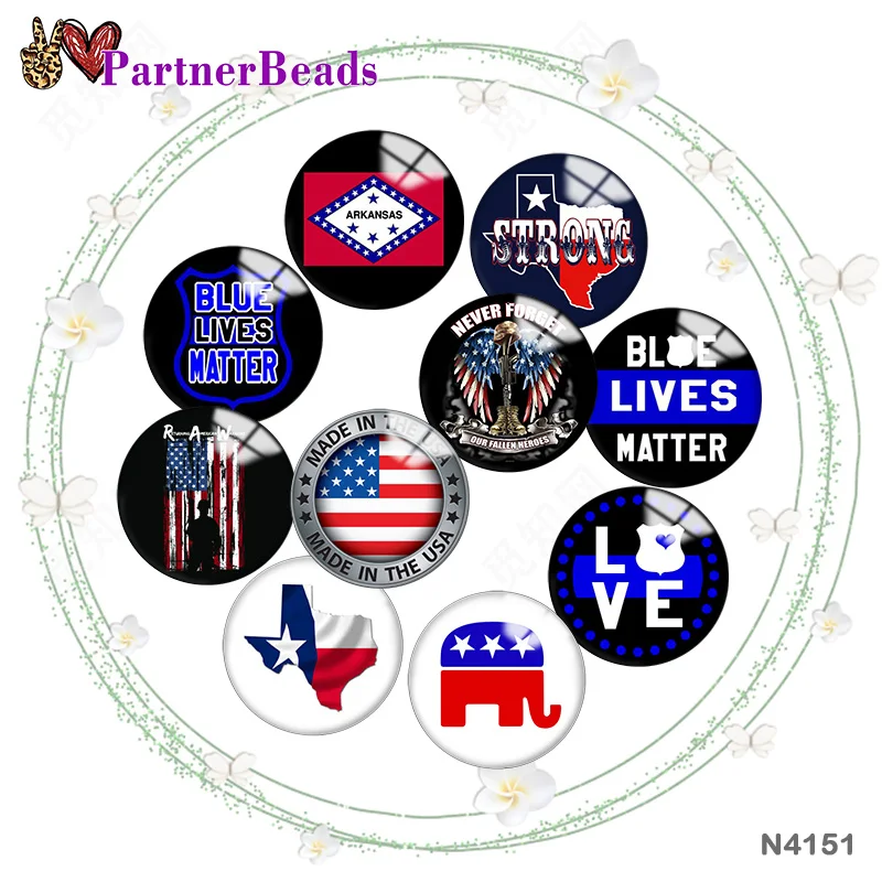 

Blue Lives Matter 12mm//18mm/20mm/25mm Round photo glass cabochon demo flat back Making findings PartnerBeads N4151