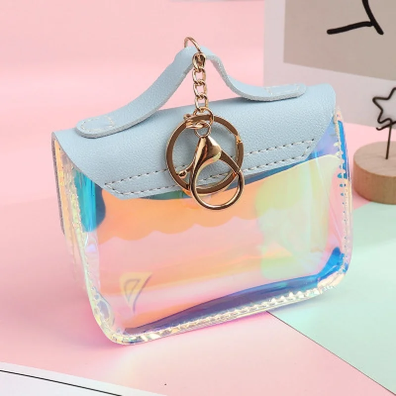 Женские кошельки лазерные прозрачные для мелочи Маленький милый держатель карт