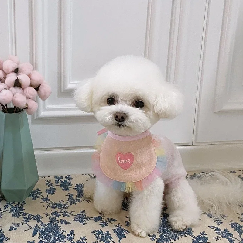 

Cute pet dog lace face Bib saliva towel than bear teddy cat
