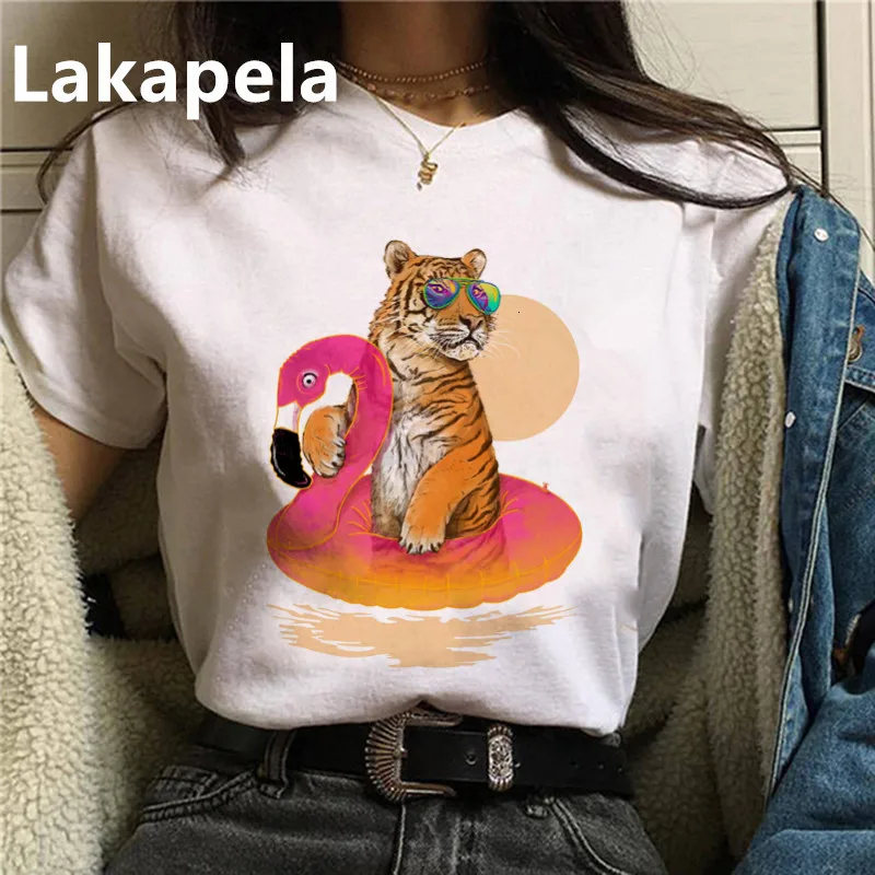 Футболка женская с тигровым принтом в стиле Харадзюку коротким рукавом топ