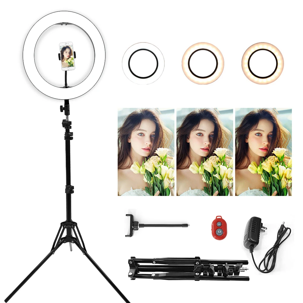 14-дюймовая светодиодная кольцевая лампа для фотосъемки подставка селфи с