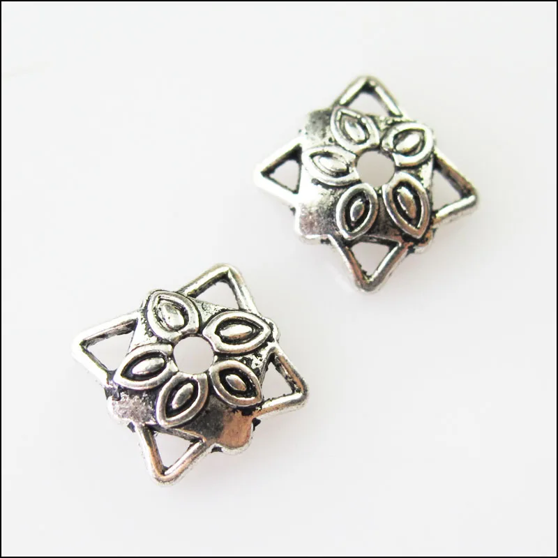 Модные тибетские серебряные квадратные концевые бусины 80 шт. соединители 8