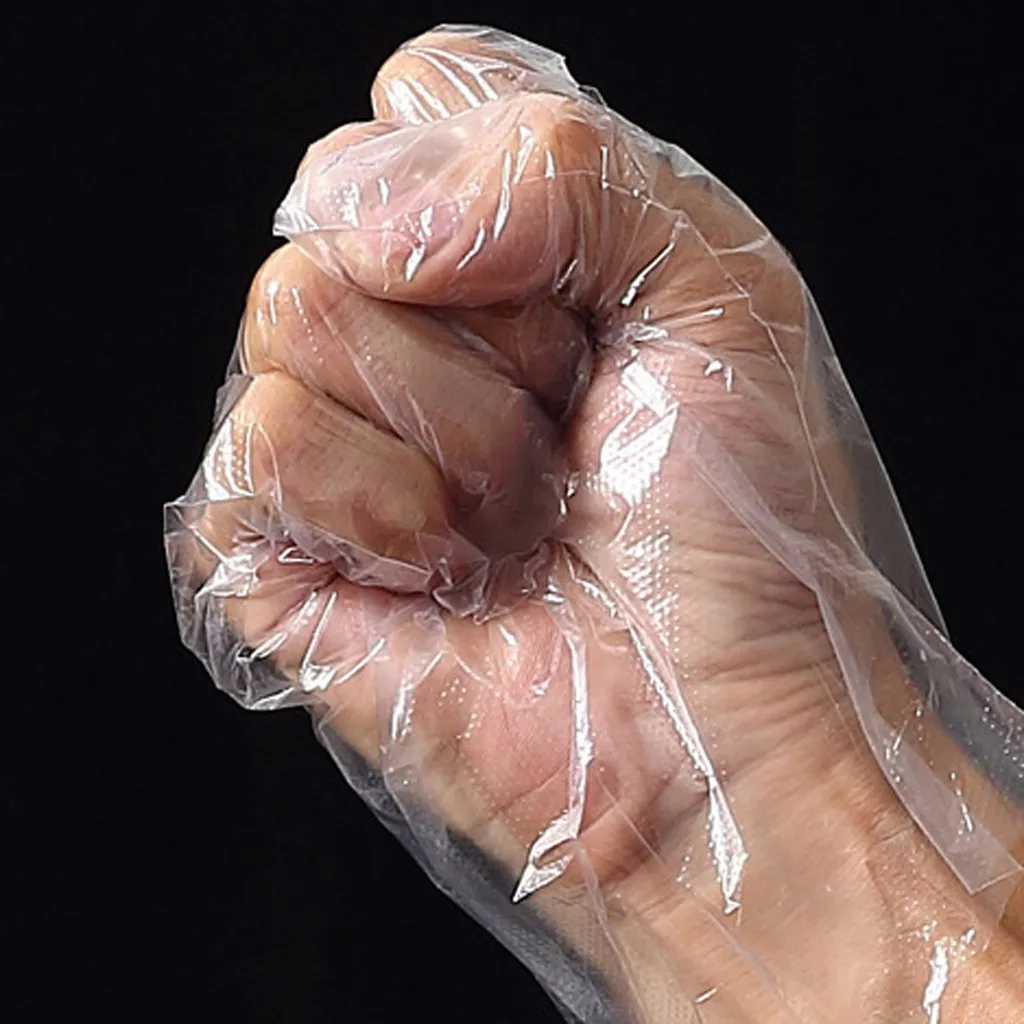 Одноразовые перчатки 100 шт ПЭ съемные пищевые пластиковые толстые одноразовые