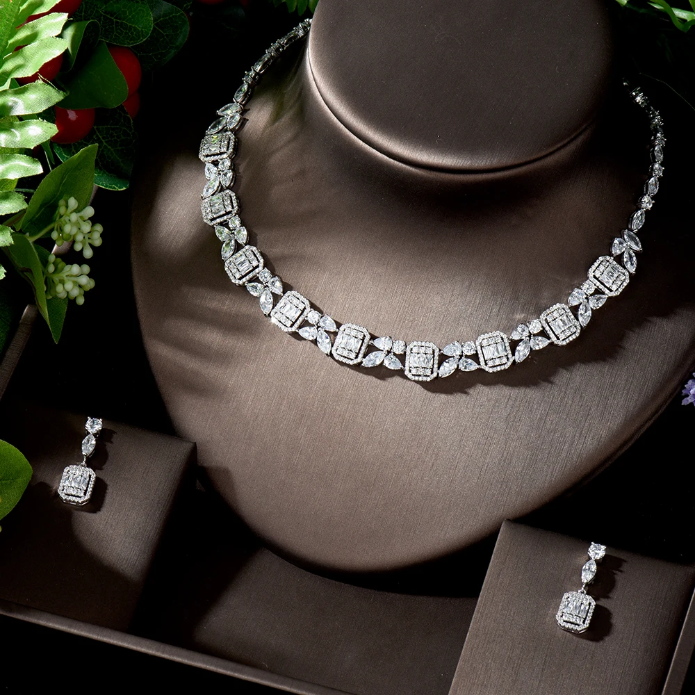 Роскошные серьги подвески HIBRIDE с фианитами стандарта AAA комплект ювелирных