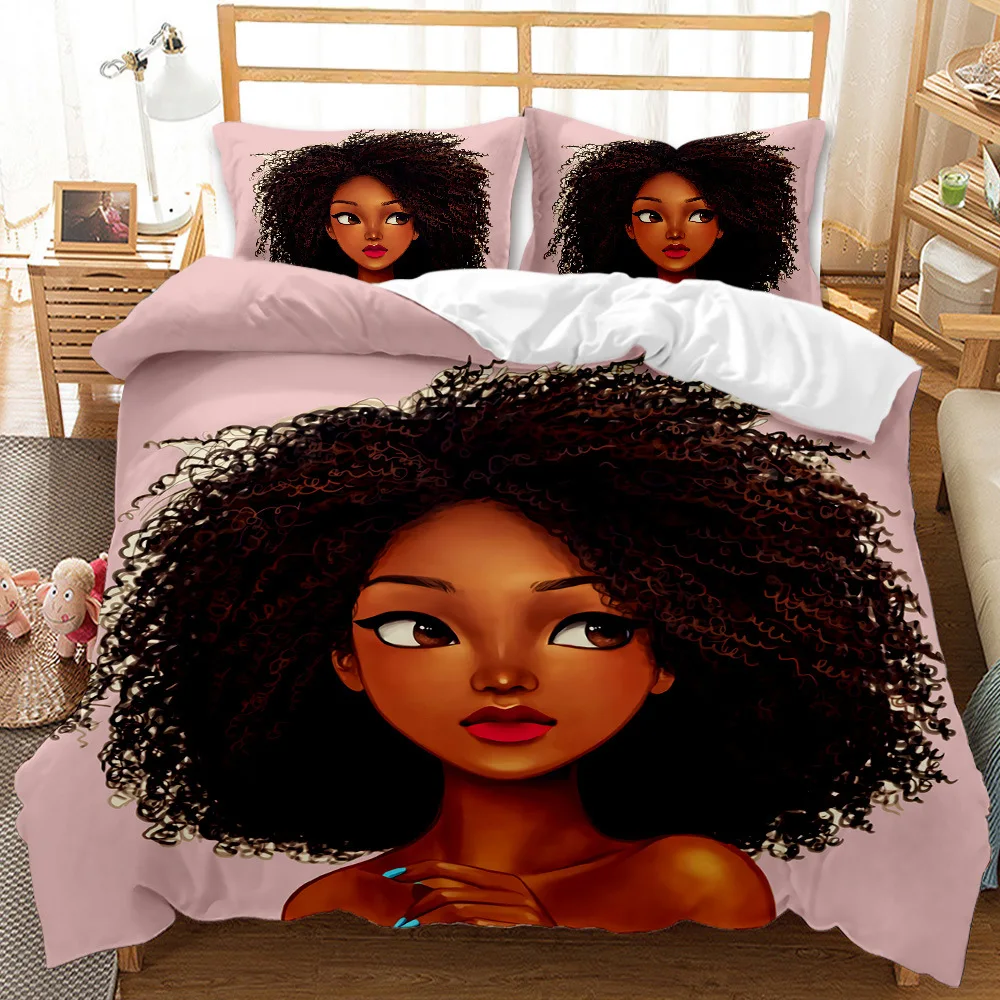 

African Girl Music Fashion Luxury Bedding Sanded Three-Piece Set Of Various Sizes 3D Printing Four Seasons Household, No Sheets