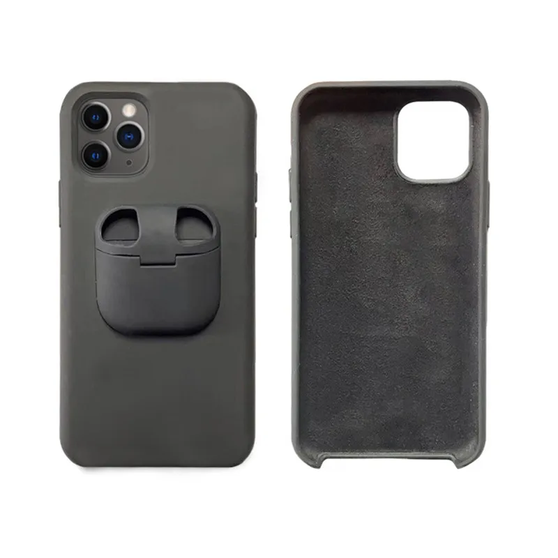 2 в 1 силиконовый чехол для телефона с чехлом хранения наушников iPhone 11 Pro XS MAX XR X 7 8