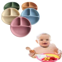 childrens silicone dishes baby feeding sucker plate infant safe dining plate cute cartoon smile face tableware food grade plate