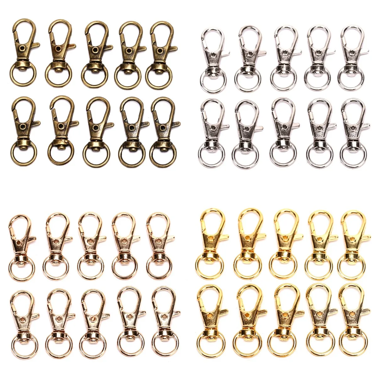 

1PC/10pcs/lot Classic Key Chain Ring Silver Color Metal Swivel Lobster Clasp Clips Key Hooks Keychain Split Ring DIY Bag Jewelry