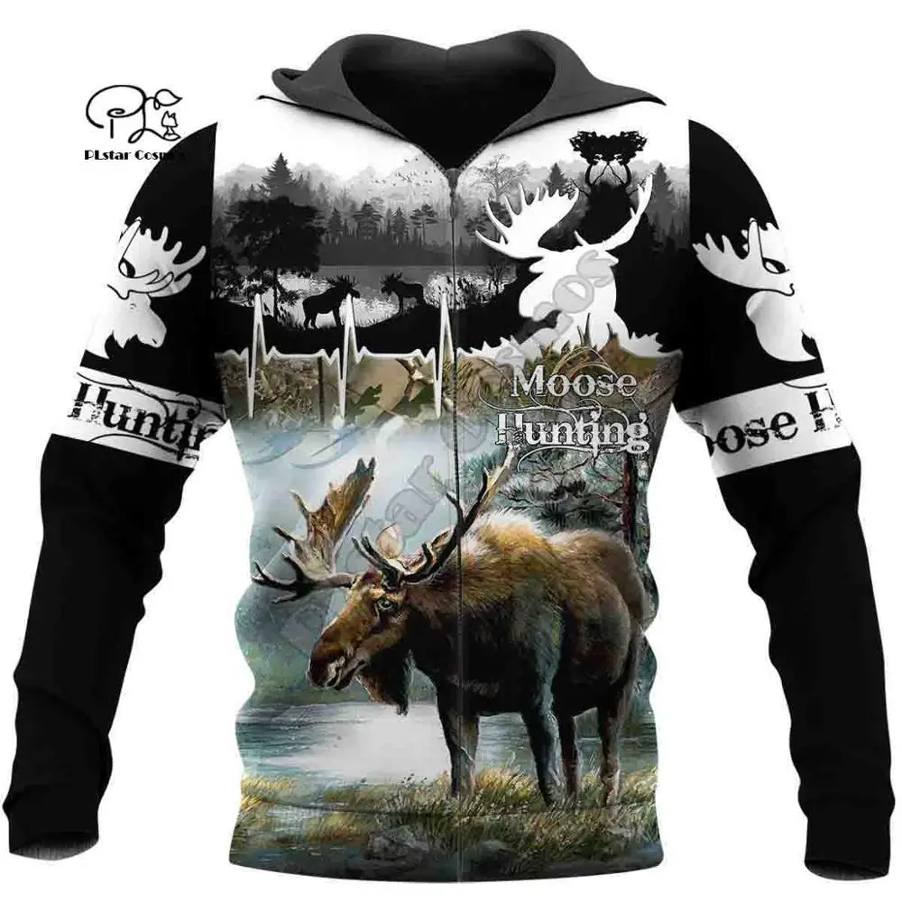 

PLstar Cosmos 3DPrint Hunter hunting moose deer Animal Unisex Harajuku Streetwear Man/Woman Funny Hoodies/Sweatshirt/Jacket/-p6