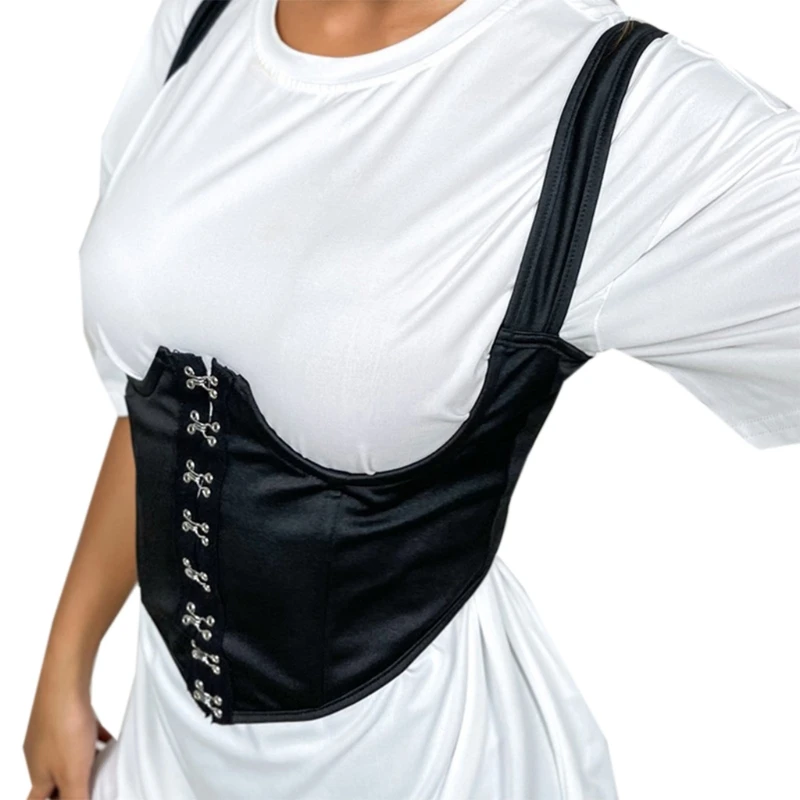 

Elegant Women Girdle Waist Belt Underbust Fishbone Corset Tops Curve Shaper Vintage Steampunk With Strap Shoulder