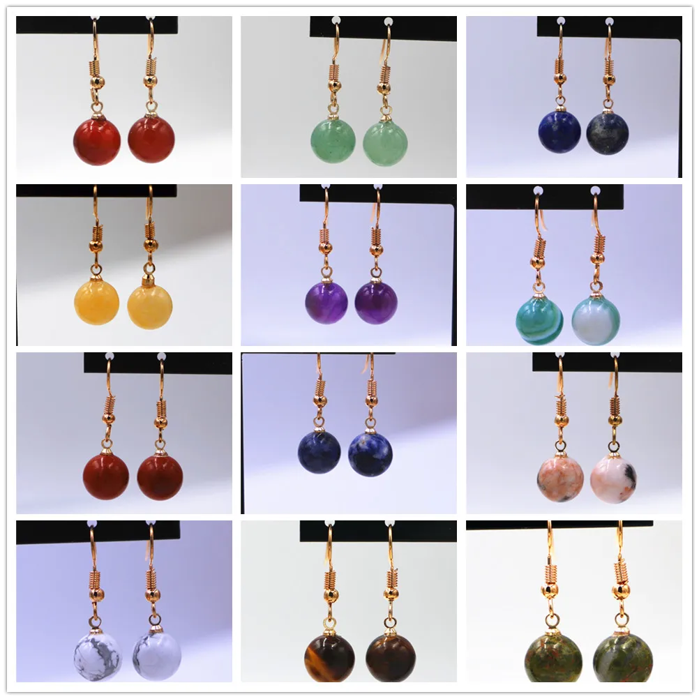 

Оптовая продажа, серьги-гвоздики из натурального камня тигровый глаз, розовые, фиолетовые круглые, модные серьги, подходят для женских ювел...