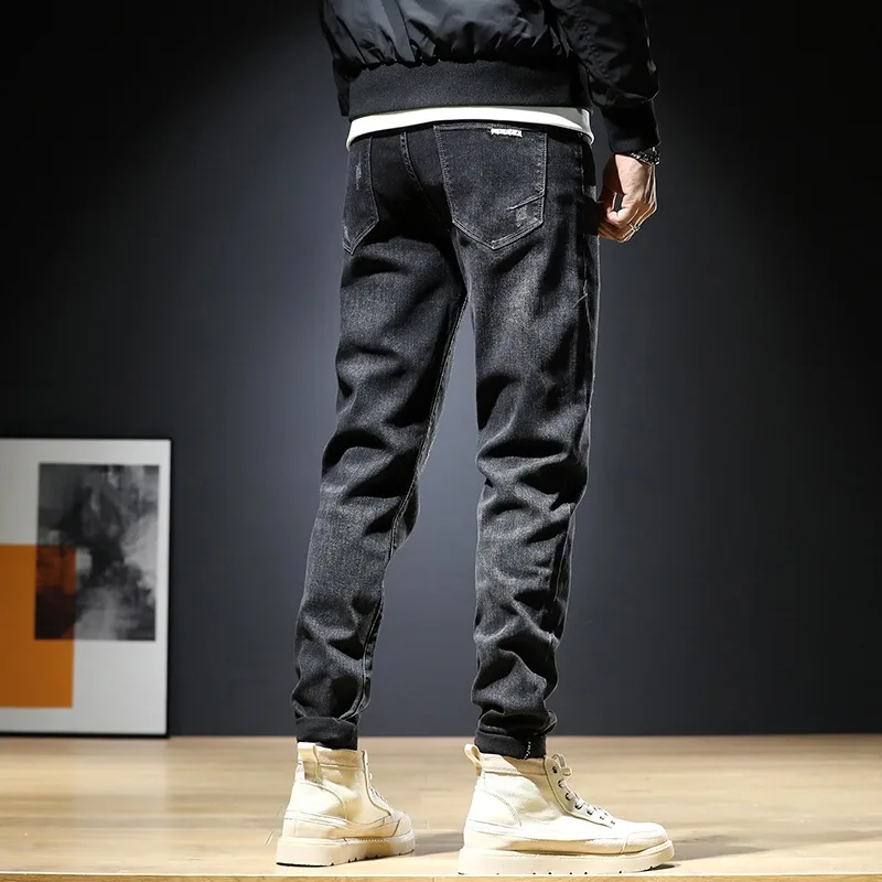 Winter Men Fleece Jeans Streetwear Pants Insulated Jean Mens Clothing Black Stretch Slim Fit Denim Trousers Fashion Vaqueros