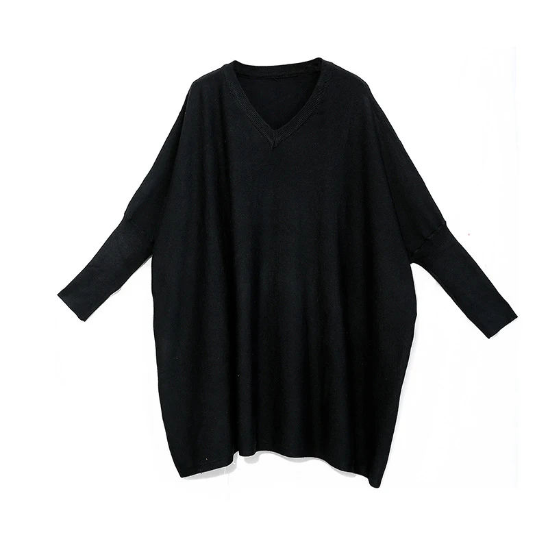 

XITAO Solid Color Pullover Women Loose Fashion Simple Casual All Match Batwing Sleeve New Autumn Black Women Clothes DZL2166