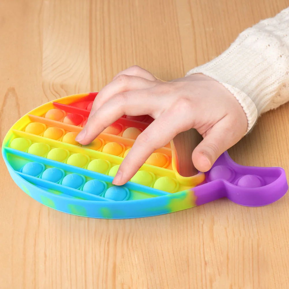 

Cartoon Push Bubble Sensory Toys Rainbow Colorful Stress Reliever Fidget POP It Finger Exercise Board Mat for Adults Child Kids