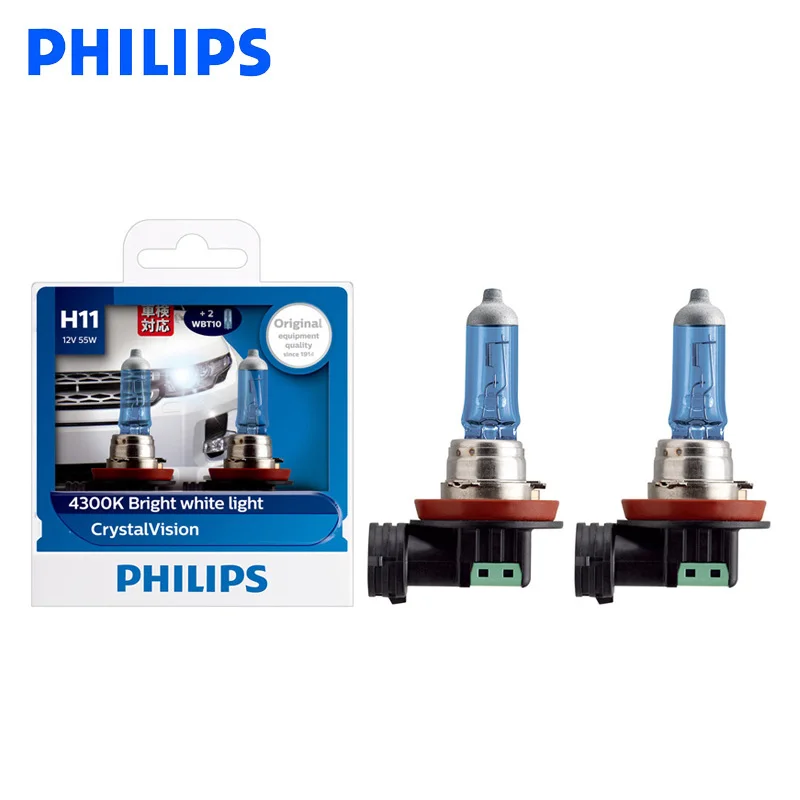 Галогенные лампы Philips H11 12 В 55 Вт Crystal Vision 4300K яркий белый свет автомобильные