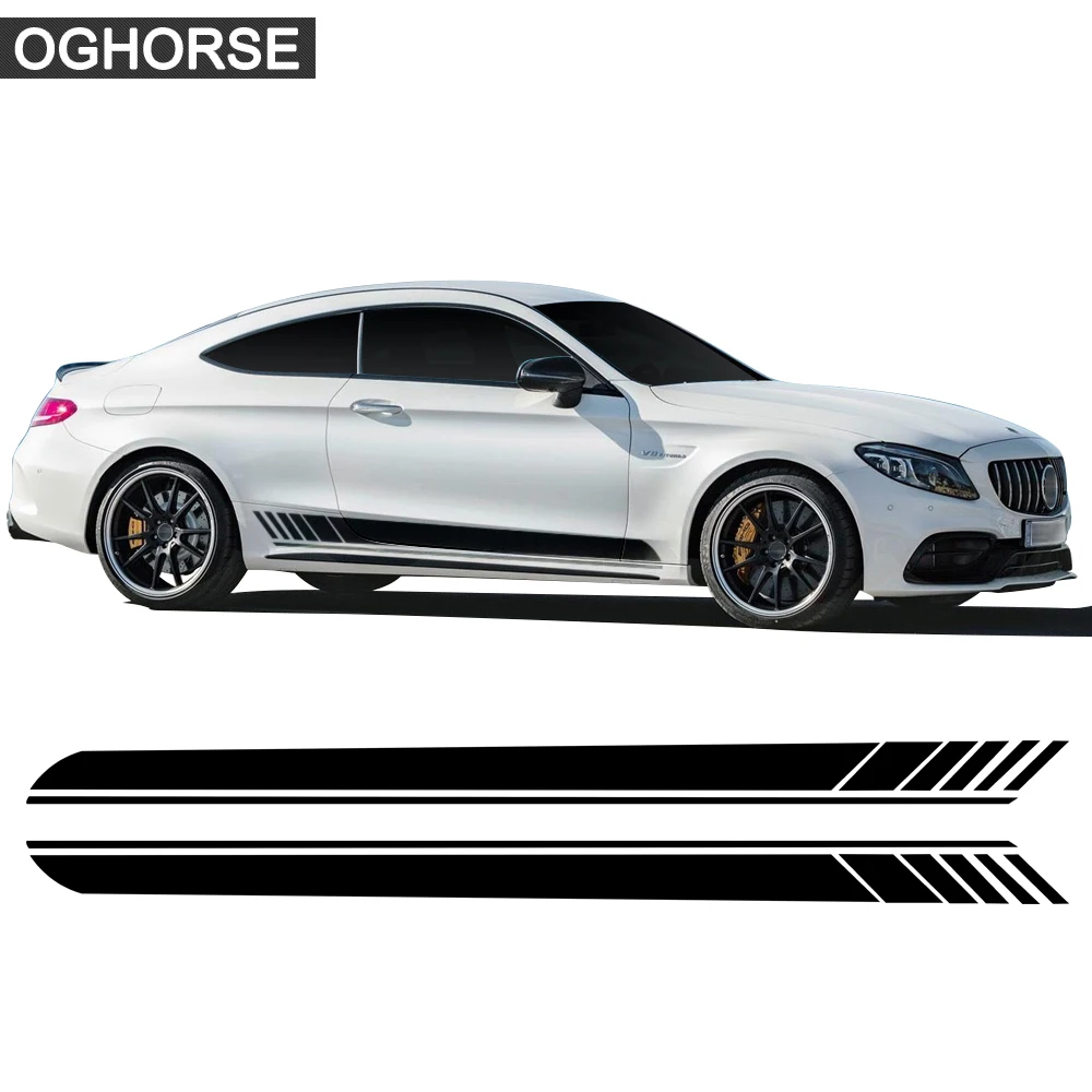 Наклейка на дверь автомобиля боковая юбка полоса наклейка для Mercedes Benz C class W205 W204
