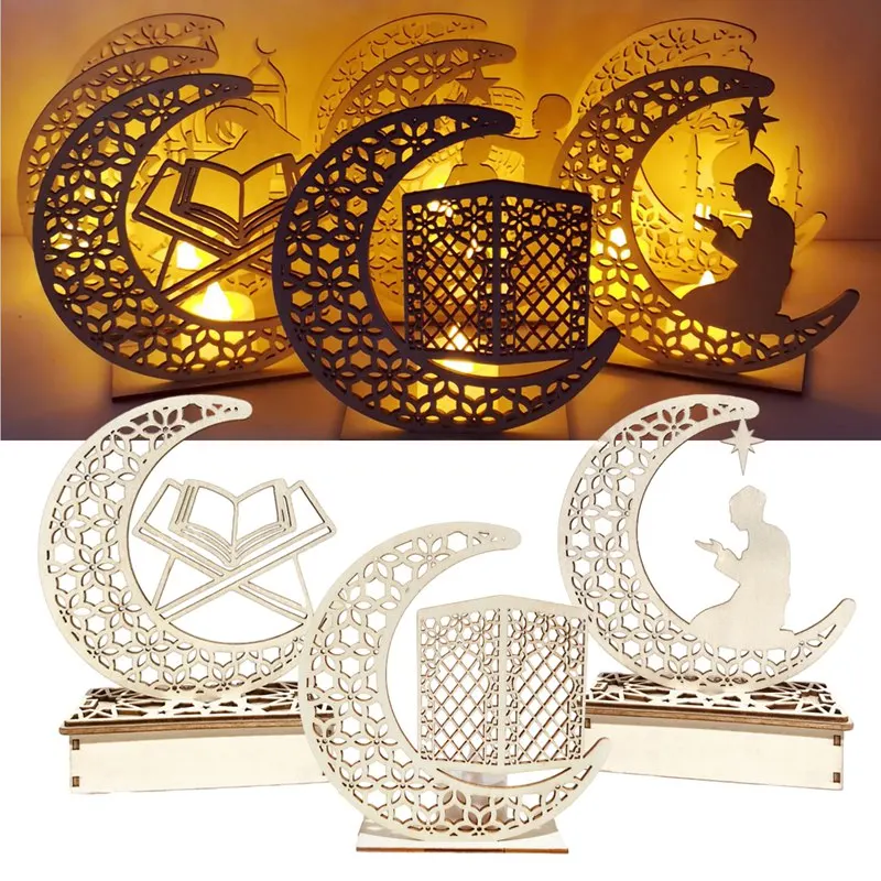 

Wooden LED Light Ramadan Decoration Ramadan Kareem Islamic Muslim Ramadan Decorations For Home Aid Eid Mubarak Decor Room Night