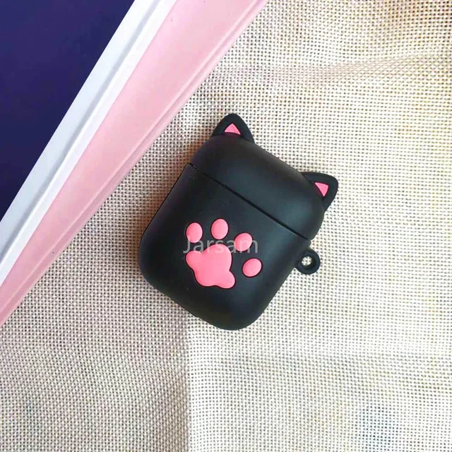 Для Airpods 2 Чехол, силиконовый чехол с рисунком, чехол для air pods, милый чехол для наушников, 3D чехол для наушников, аксессуары для наушников - Цвет: blackpinkcatclaw