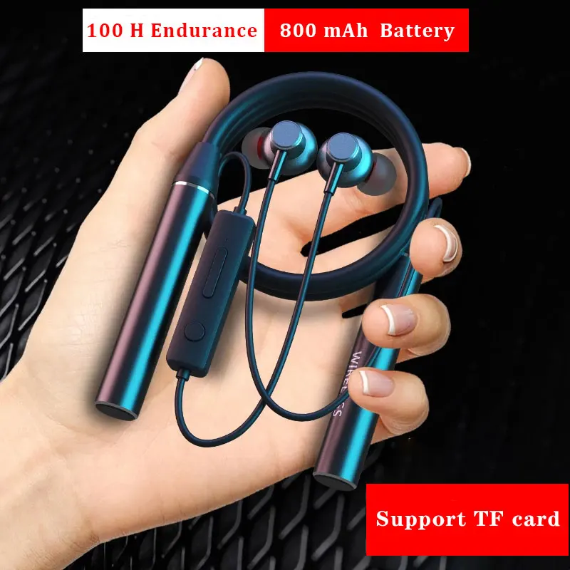 

80 Hours Wireless Bluetooth Earphones Neckband Running Headset Bass in-Ear Noise Cancelling Earbuds 1000 mAh Battery Headphones